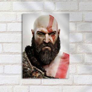 Quadro Decorativo Kratos Rosto Barba Marcas