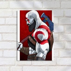 Quadro Decorativo Kratos Machado Vermelho