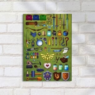 Quadro Decorativo Itens Zelda Espadas Escudos