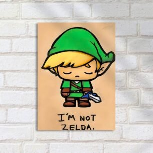 Quadro Decorativo Link Personagem Triste Verde