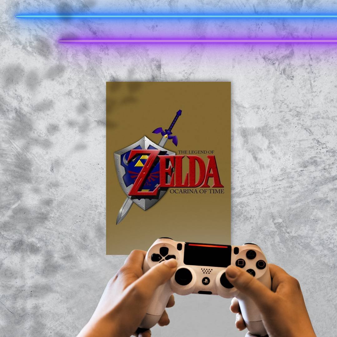 Quadro Decorativo Zelda Ocarina Shield Sword - Imagem 2