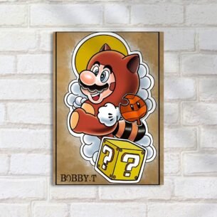 Quadro Decorativo Mario Tanuki Caixa Interrogacao