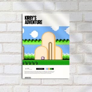 Quadro Decorativo Kirby Aventura Gameplay Pixels