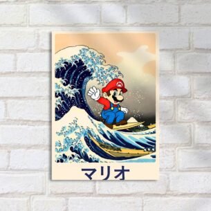 Quadro Decorativo Mario Surfando Grande Onda