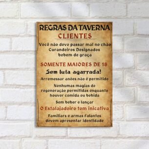 Quadro Decorativo Regras Taverna Clientes Estalajadeiro
