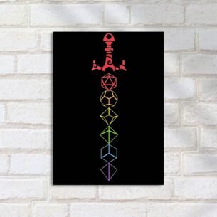 Quadro Decorativo Espada Arco Iris Geometrico
