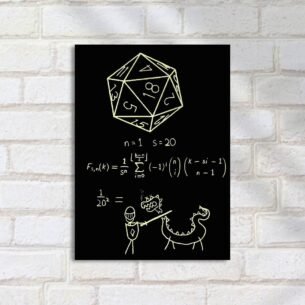 Quadro Decorativo Dado D20 Cavaleiro Dragao