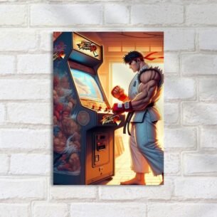Quadro Decorativo Desconhecido Jogando Arcade Streetfighter
