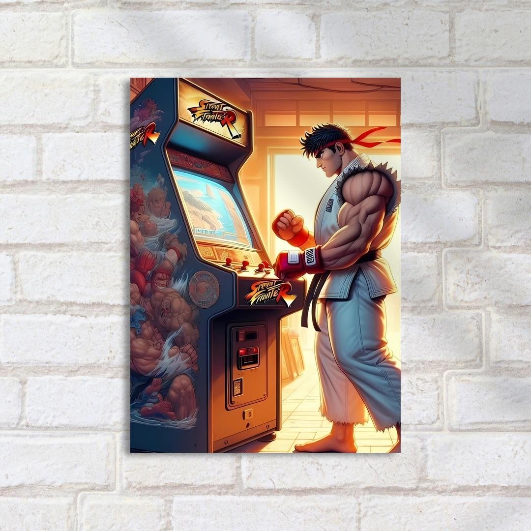 Quadro Decorativo Desconhecido Jogando Arcade Streetfighter