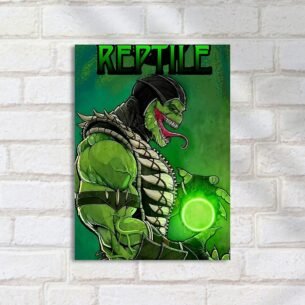 Quadro Decorativo Reptile Personagem Verde Energia