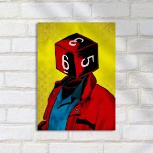 Quadro Decorativo Dados Cabeca Humana Arte RPG