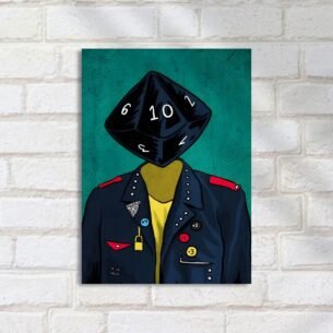 Quadro Decorativo Dado D20 Jaqueta Divertida RPG