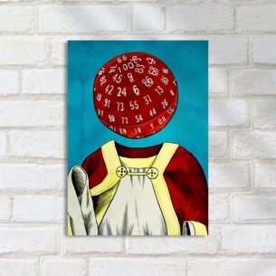 Quadro Decorativo Narrativa Surrelista Capuz Numeros RPG