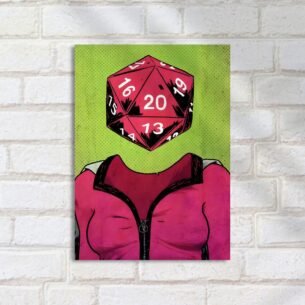 Quadro Decorativo Dado 20 Figure Feminina RPG