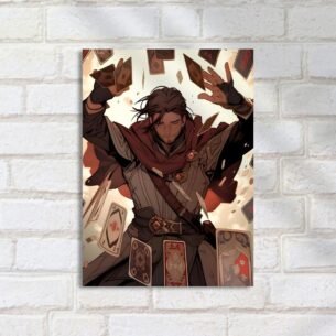 Quadro Decorativo Homem Cartas Magicas RPG