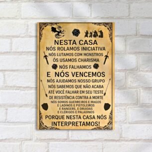 Quadro Decorativo RPG Aventura Casa