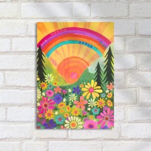 Quadro Decorativo Mistico - Flores Coloridas Arco Iris