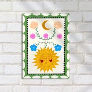 Quadro Decorativo Fonte Folk Sol Lua