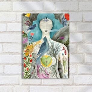 Quadro Decorativo Arte Mulher Natureza Colorida