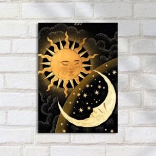 Quadro Decorativo Sol E Lua Ilustracao