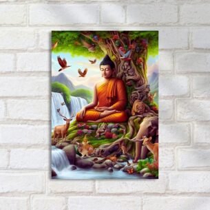Quadro Decorativo Buda Meditando Na Natureza