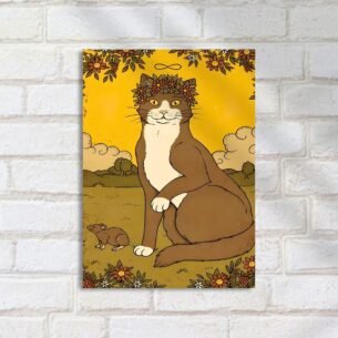 Quadro Decorativo Gato Florido E Rato