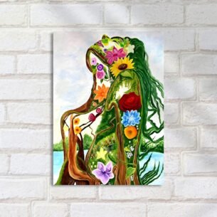 Quadro Decorativo Silhueta Feminina Flores Natureza