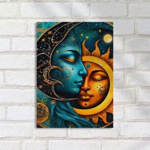 Quadro Decorativo Sol E Lua Abstrato