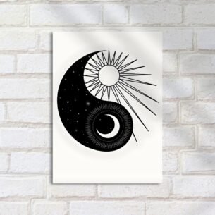 Quadro Decorativo Yin Yang Sol Lua