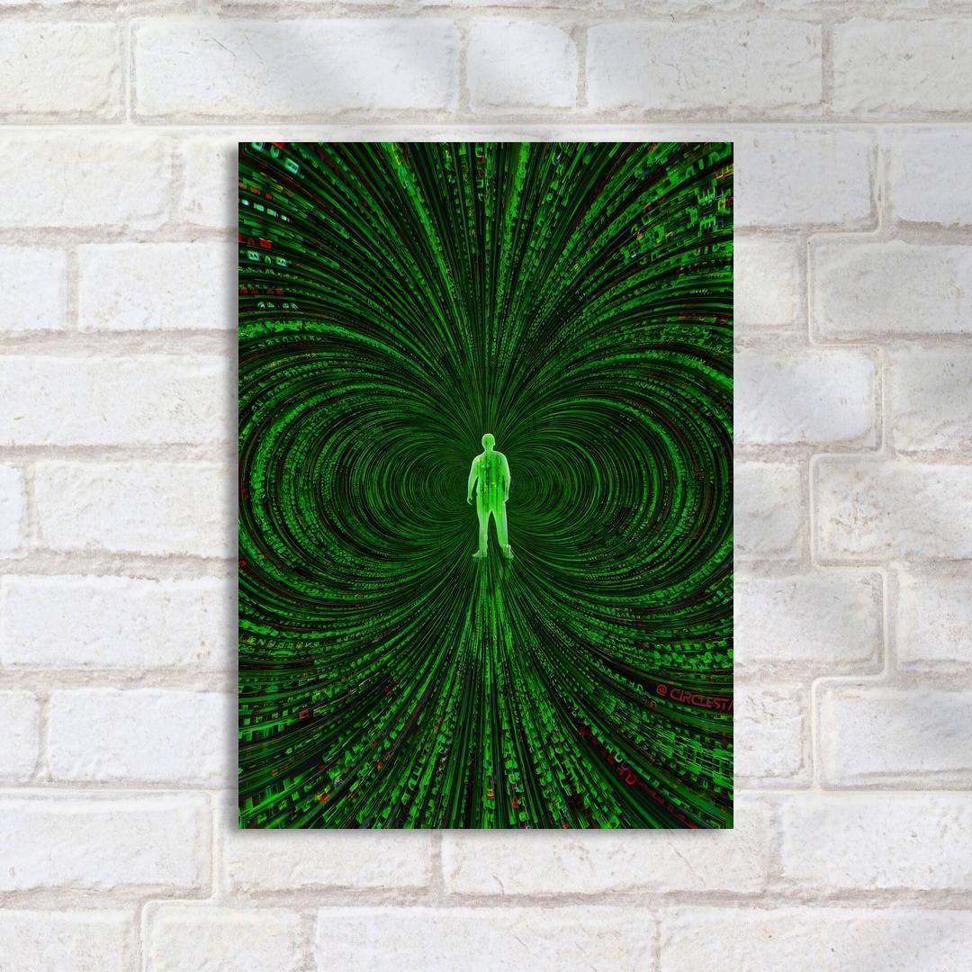 Quadro Decorativo Humano Tunnel Digital Verde