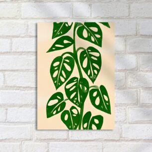 Quadro Decorativo Folhas Verdes Ilustradas