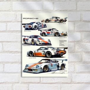 Quadro Decorativo Porsche Carros Design Vintage