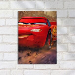 Quadro Decorativo Relampago Mcqueen Correndo Pista