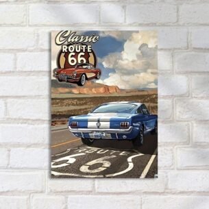 Quadro Decorativo Route 66 Carro Classico