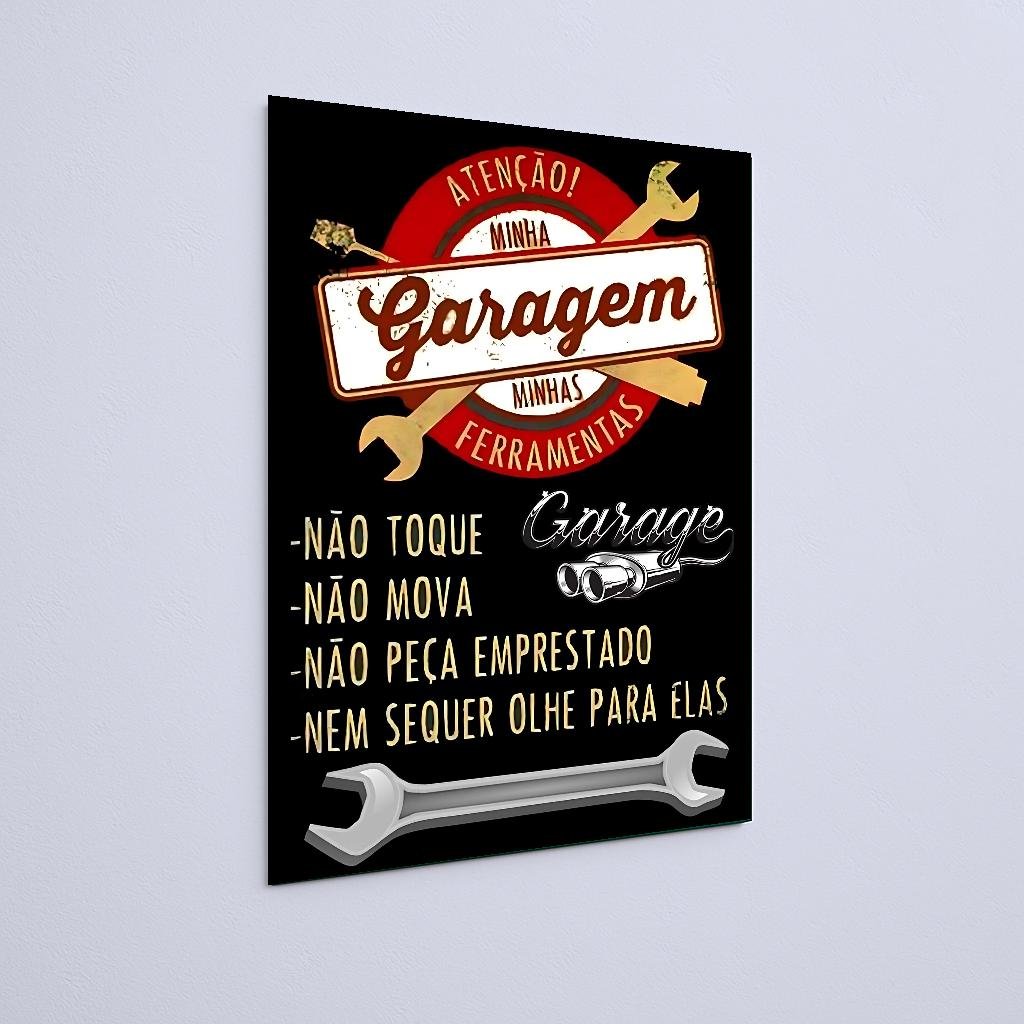 Quadro Decorativo Garagem Minhas Ferramentas Aviso - Imagem 2