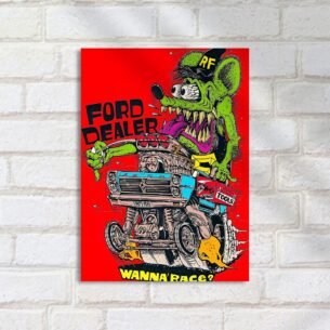 Quadro Decorativo Rat Fink Caricatura Carro