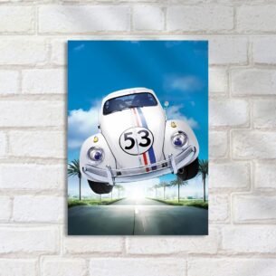 Quadro Decorativo Herbie Fusca Voando Paisagem
