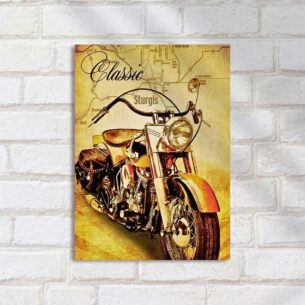 Quadro Decorativo Moto Classica Sturgis Mapa