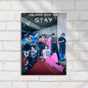 Quadro Decorativo Stray Kids Grupo Colorido Kpop