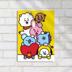 Quadro Decorativo Personagens Bt21 Coloridos Fofos Kpop
