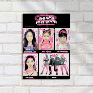 Quadro Decorativo Aespa Yearbook Desenhos Rosa Kpop