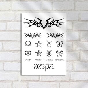 Quadro Decorativo Aespa Simbolos Tribais Logotipo Kpop