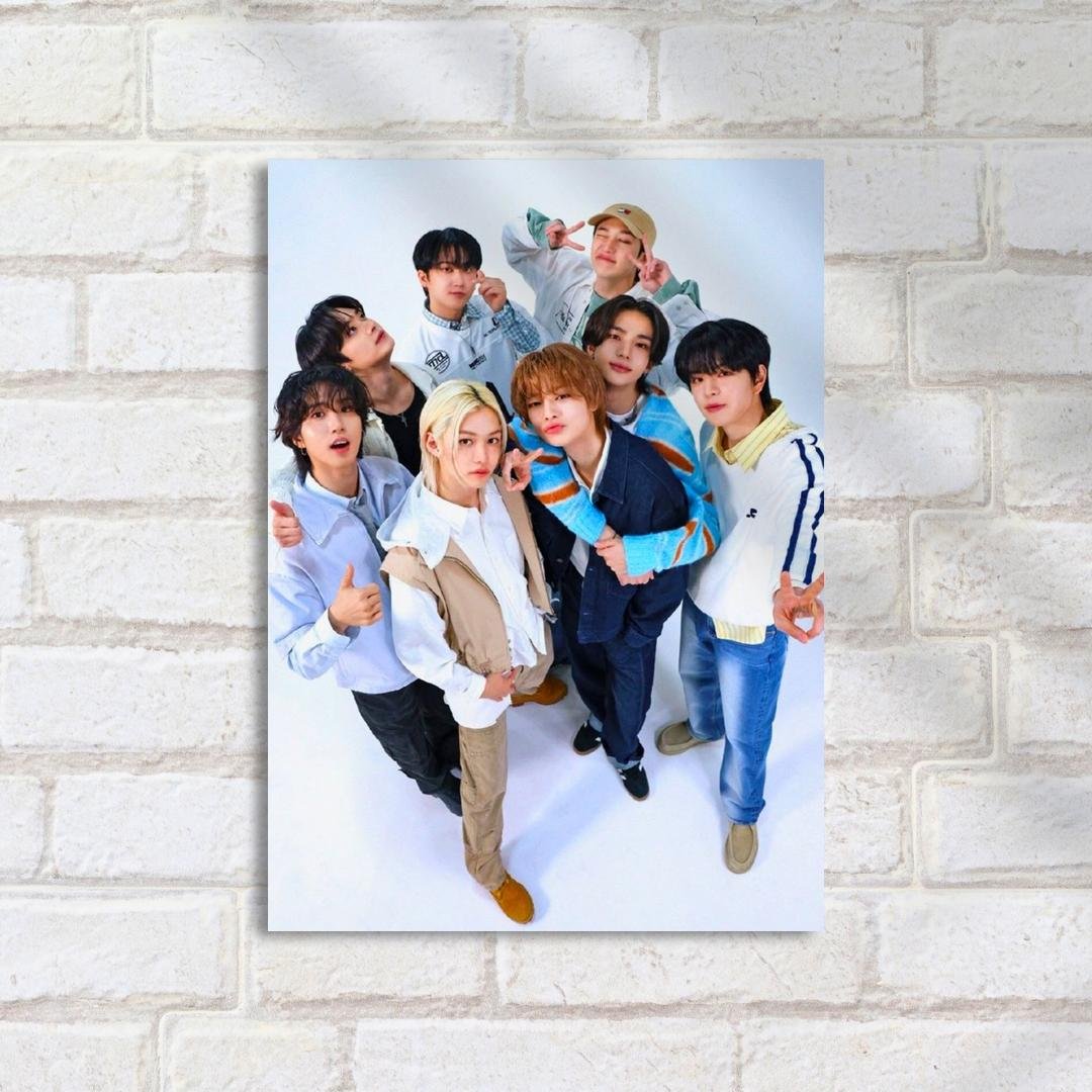 Quadro Decorativo Stray Kids Grupo Sorrindo Foto Kpop