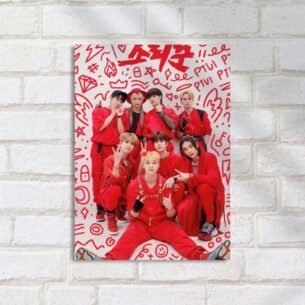 Quadro Decorativo Stray Kids Grupo Kpop Vermelho