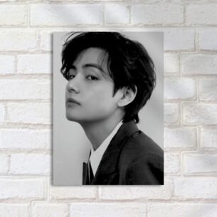 Quadro Decorativo V Bts Retrato Preto E Branco