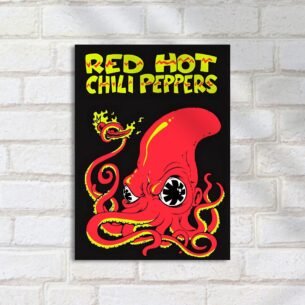 Quadro Decorativo Polvo Vermelho Tentaculos Flamejantes