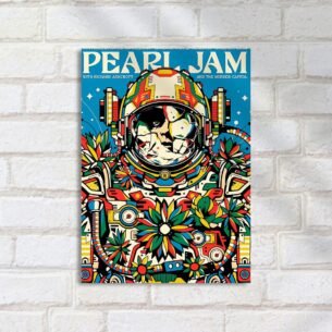 Quadro Decorativo Astronauta Flores Arte Colorida