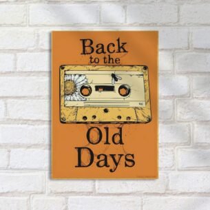 Quadro Decorativo Cassete Vintage Flores Laranja