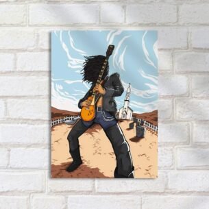 Quadro Decorativo Rockeiro Guitarra Cemiterio