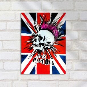 Quadro Decorativo Sex Pistols Cranio Uniao Jack
